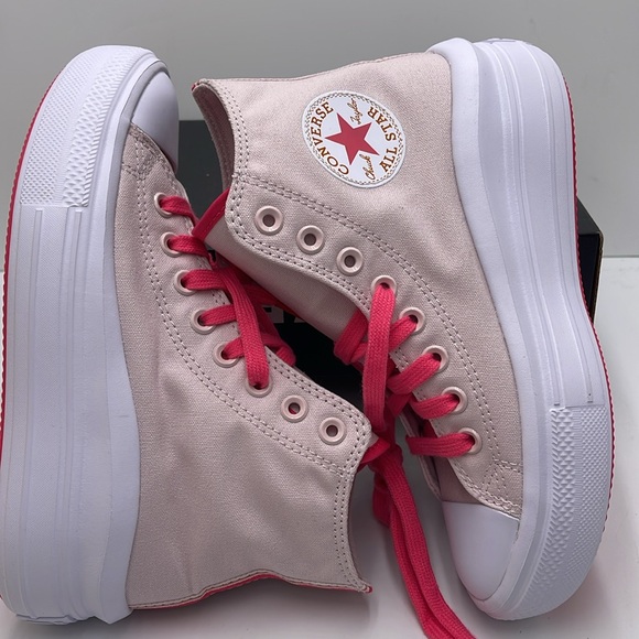 Converse WMNS CTAS MOVE HI BARELY ROSE/STRAWBERRY JAM A00865C Platforms Sneakers - Picture 11 of 16